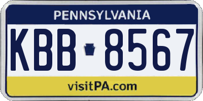 PA license plate KBB8567