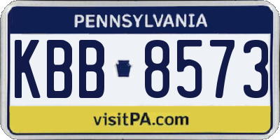 PA license plate KBB8573
