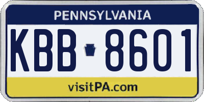 PA license plate KBB8601