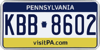 PA license plate KBB8602