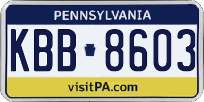 PA license plate KBB8603