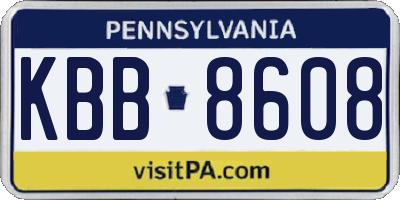 PA license plate KBB8608