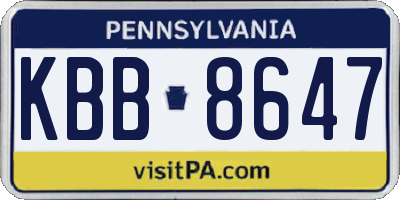 PA license plate KBB8647