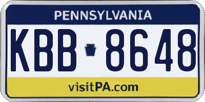 PA license plate KBB8648