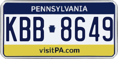 PA license plate KBB8649