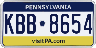 PA license plate KBB8654
