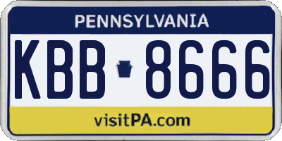 PA license plate KBB8666