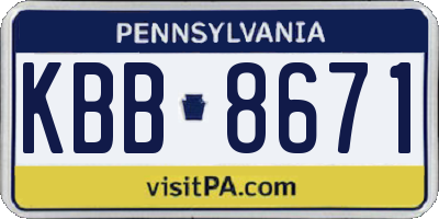 PA license plate KBB8671