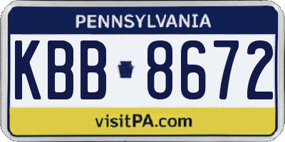PA license plate KBB8672