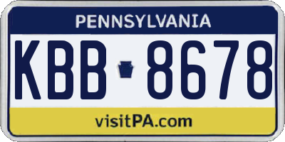 PA license plate KBB8678