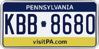 PA license plate KBB8680