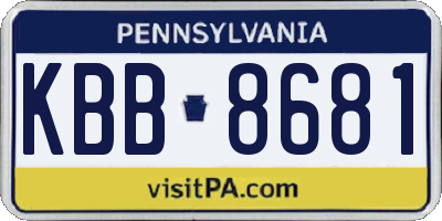 PA license plate KBB8681