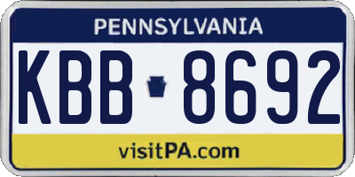 PA license plate KBB8692