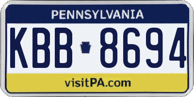 PA license plate KBB8694