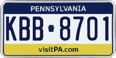 PA license plate KBB8701