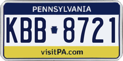 PA license plate KBB8721