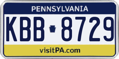 PA license plate KBB8729
