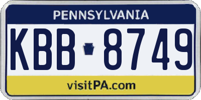 PA license plate KBB8749