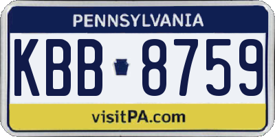 PA license plate KBB8759