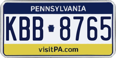 PA license plate KBB8765