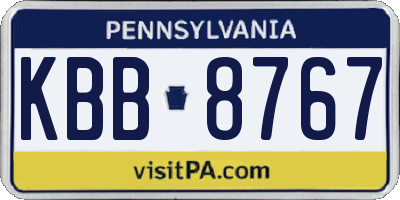 PA license plate KBB8767