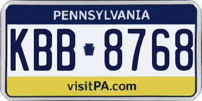 PA license plate KBB8768