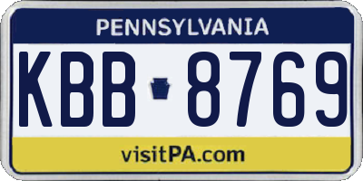 PA license plate KBB8769