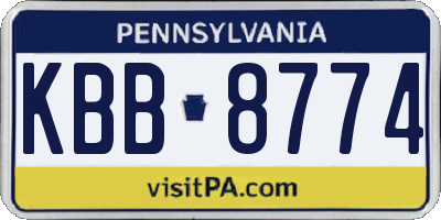 PA license plate KBB8774