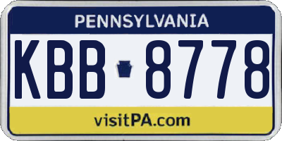 PA license plate KBB8778