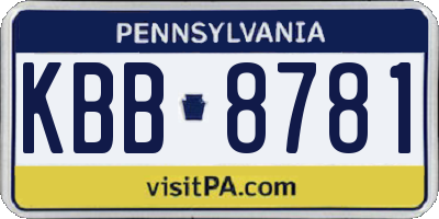 PA license plate KBB8781