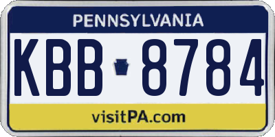 PA license plate KBB8784