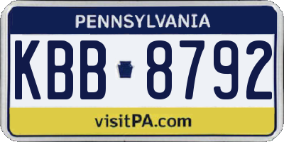 PA license plate KBB8792