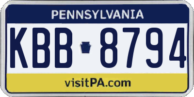 PA license plate KBB8794
