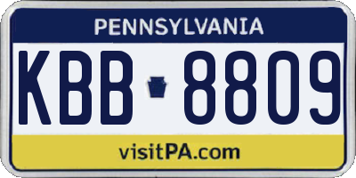 PA license plate KBB8809
