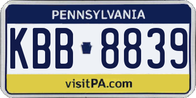 PA license plate KBB8839