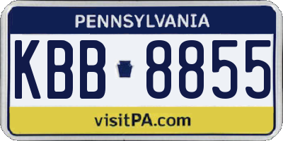 PA license plate KBB8855