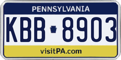 PA license plate KBB8903