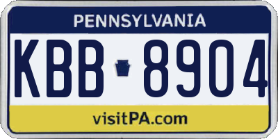 PA license plate KBB8904