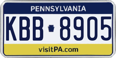 PA license plate KBB8905