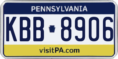 PA license plate KBB8906