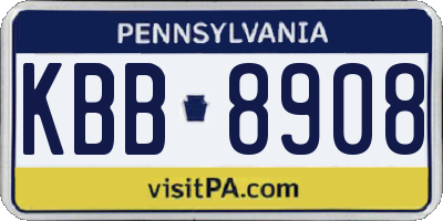 PA license plate KBB8908