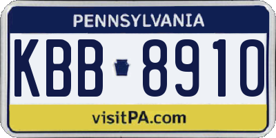 PA license plate KBB8910