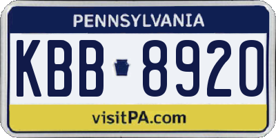 PA license plate KBB8920