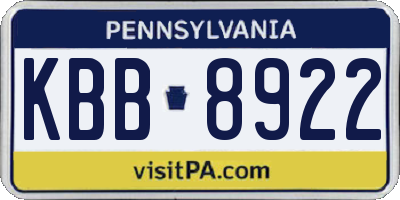 PA license plate KBB8922