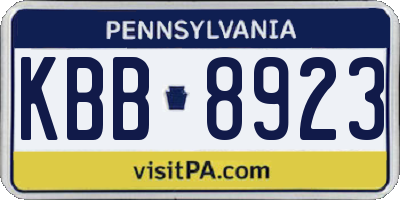 PA license plate KBB8923