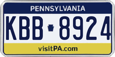 PA license plate KBB8924