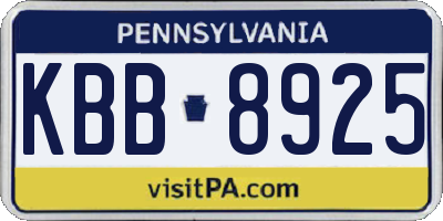 PA license plate KBB8925