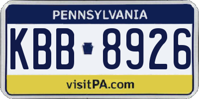 PA license plate KBB8926