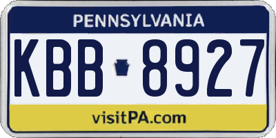 PA license plate KBB8927