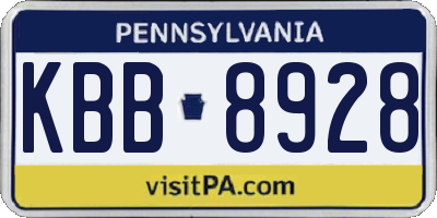 PA license plate KBB8928